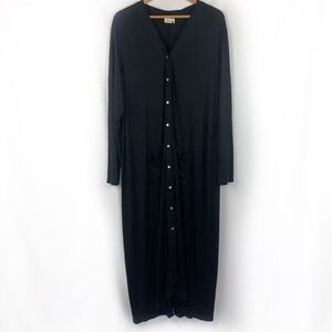 Simple Suzanne Betro Black Button Front Duster Cardigan